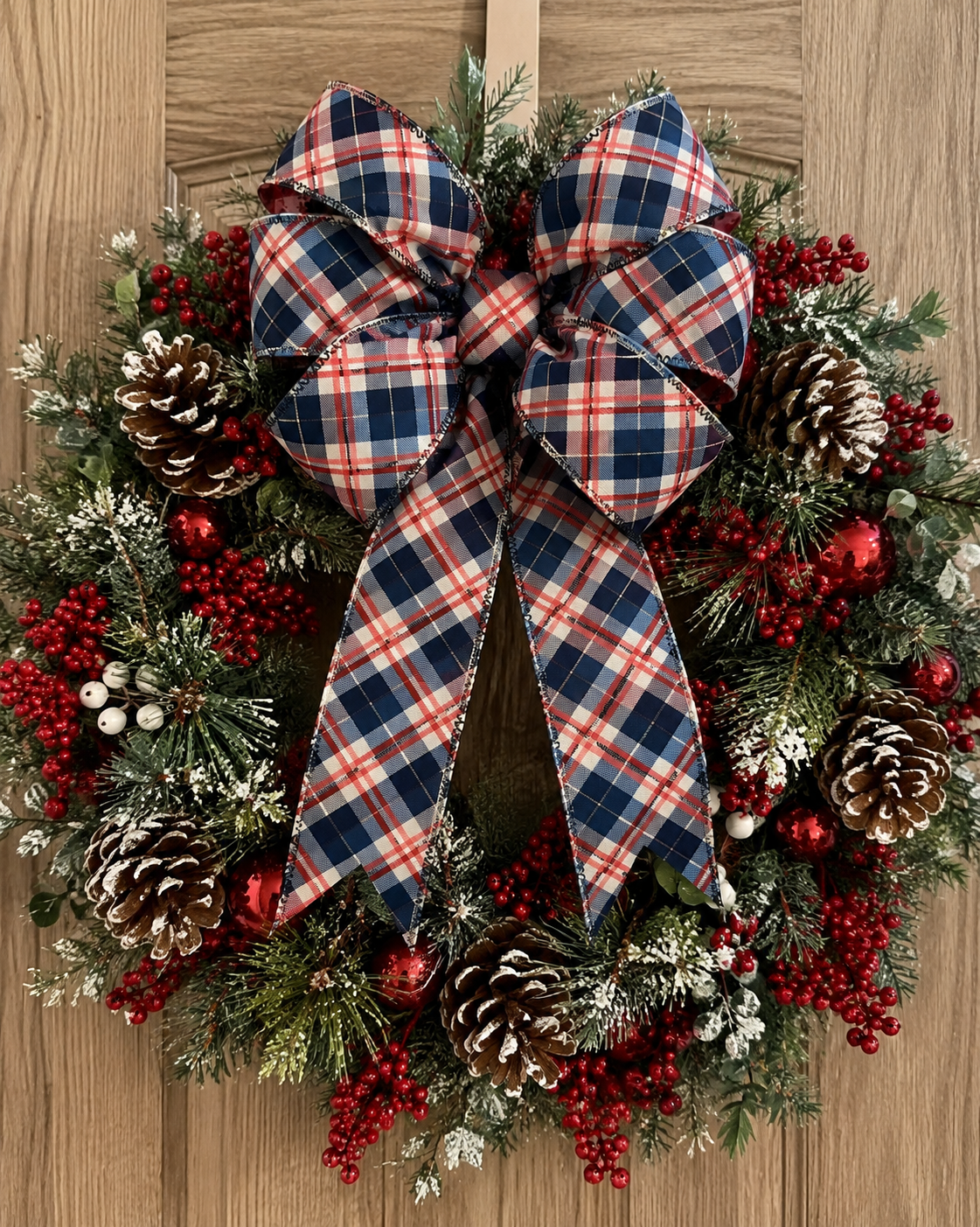 Fireside Christmas Ribbon – Traditional Navy & Red Tartan