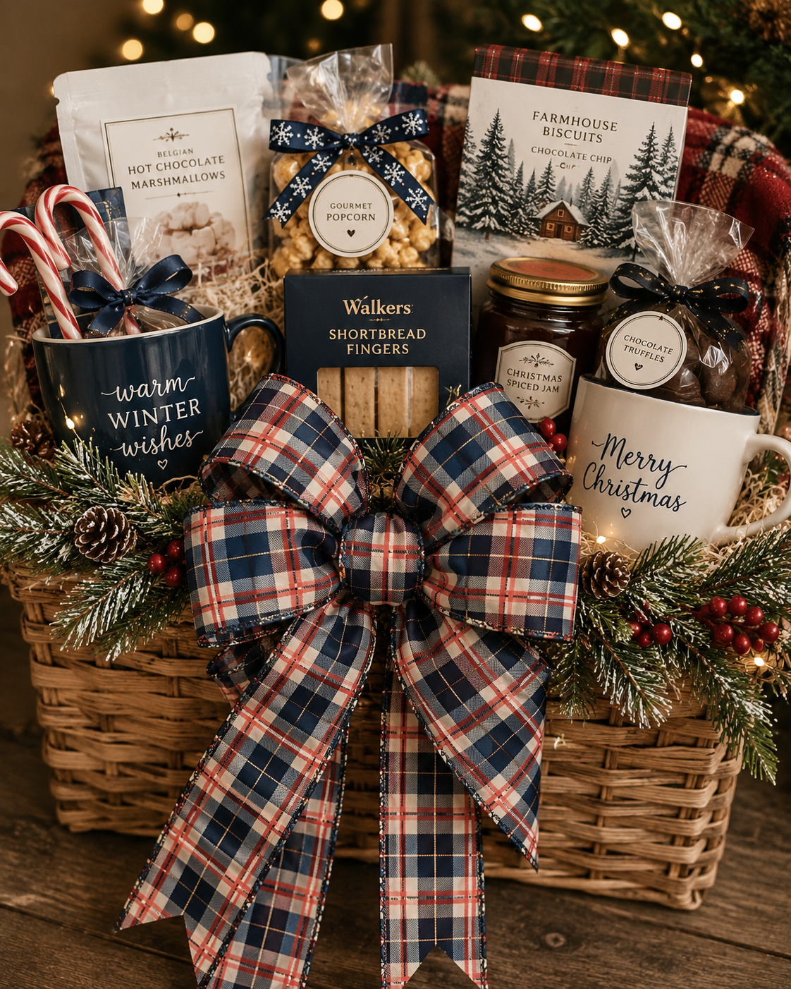Fireside Christmas Ribbon – Traditional Navy & Red Tartan
