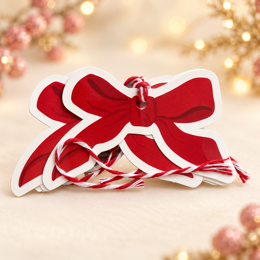 Classic red bow gift tags