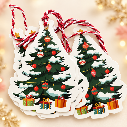 Decorated Christmas tree tags