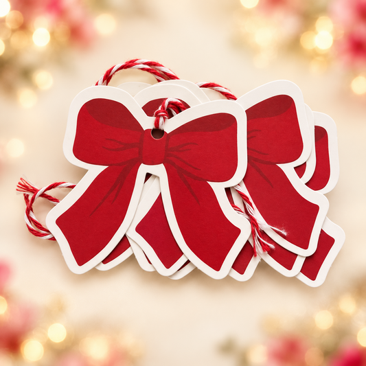 Ruby red bow gift tags