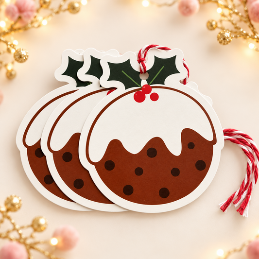 Gingerbread person with candy cane gift tags
