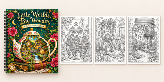Spiral-bound colouring book preview: Little Worlds, Big Wonder
